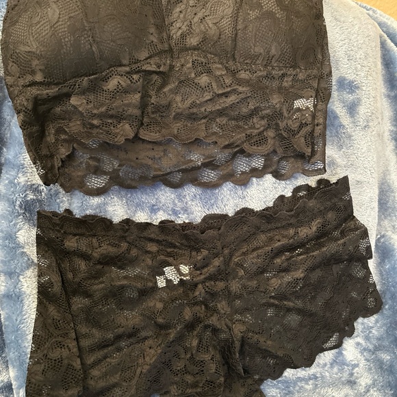 Lingerie Set Black Lace Bralette Bra Matching Panties Waist Fit sexy pick size - Picture 2 of 10